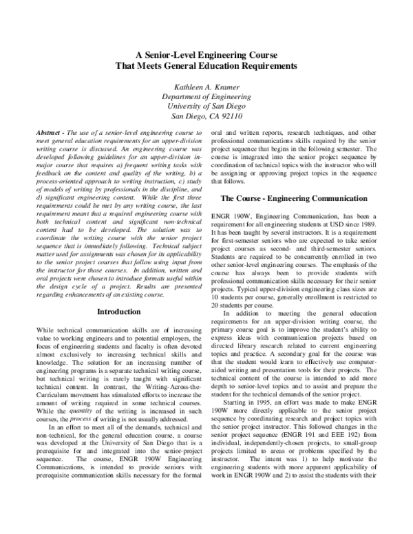 (PDF) A senior-level engineering course that meets general ...