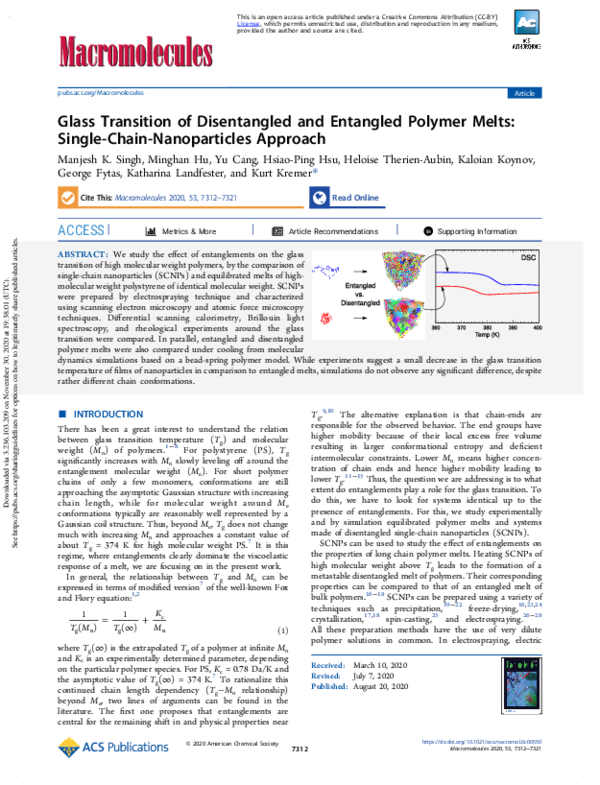(PDF) Glass Transition of Disentangled and Entangled Polymer Melts ...