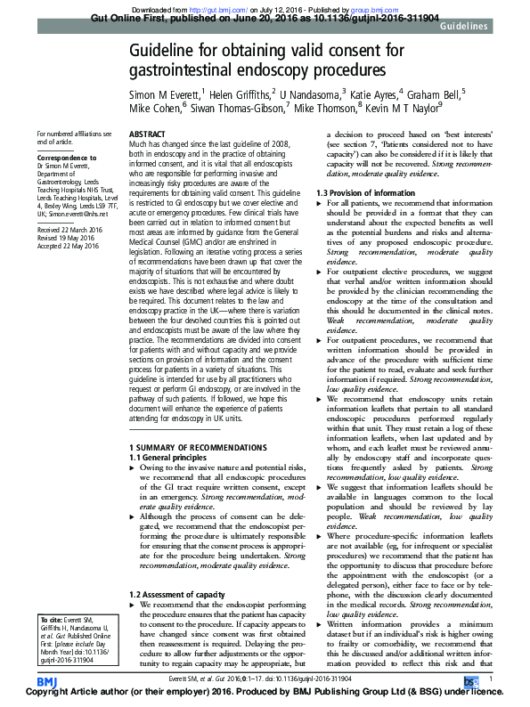 (PDF) Guideline for obtaining valid consent for gastrointestinal