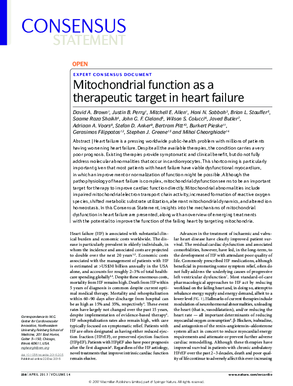 (PDF) Expert consensus document: Mitochondrial function as a ...