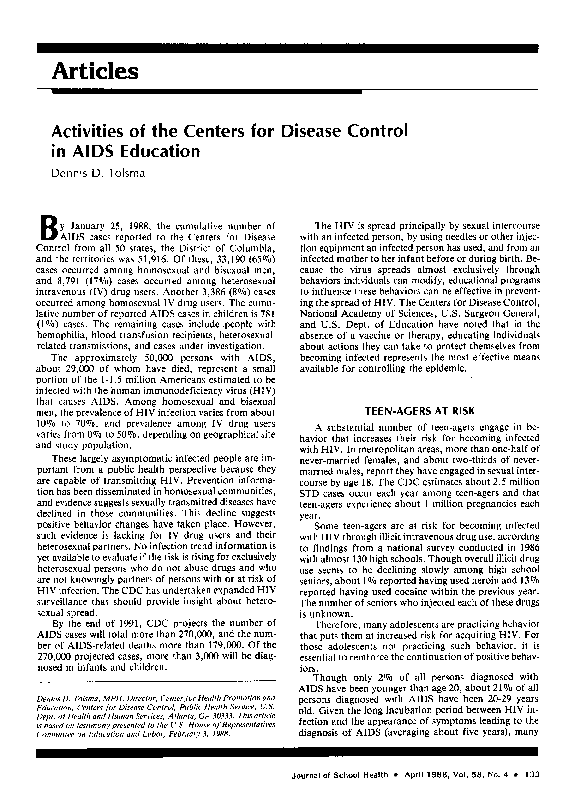 (PDF) Activities of the Centers for Disease Control in AIDS Education