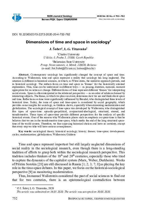 (PDF) Dimensions of time and space in sociology