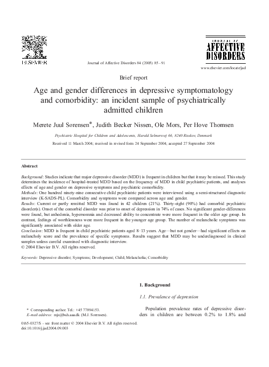 (PDF) Age and gender differences in depressive symptomatology and ...