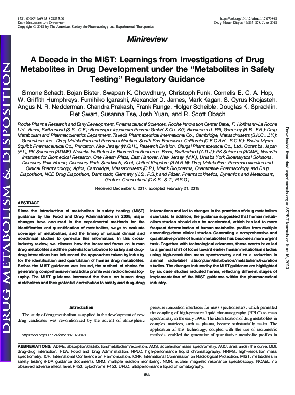 (PDF) A Decade in the MIST Learnings from Investigations of Drug
