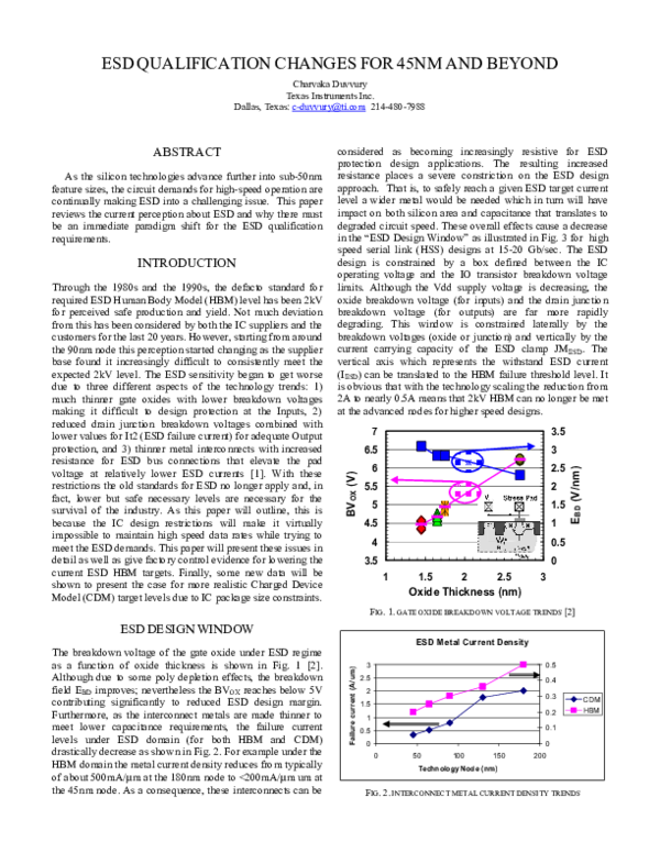 (PDF) ESD qualification changes for 45nm and beyond Charvaka Duvvury