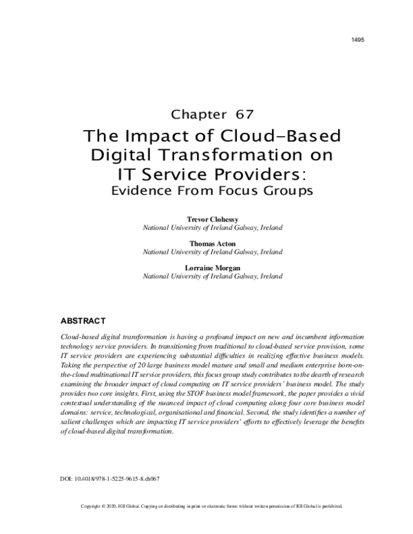 (PDF) The Impact of Cloud Based Digital Transformation on IT Service ...