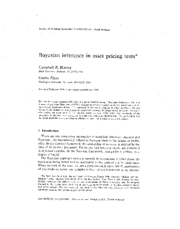 (PDF) Bayesian inference in asset pricing tests
