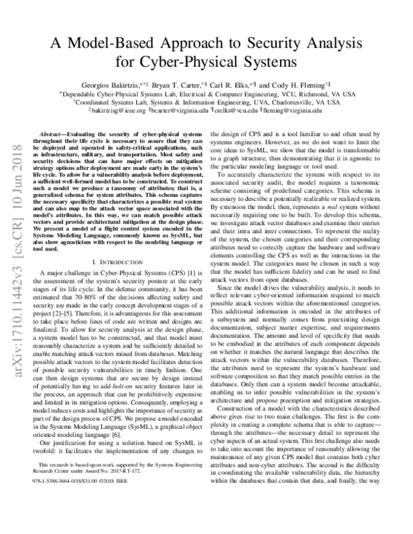 (PDF) A model-based approach to security analysis for cyber-physical ...