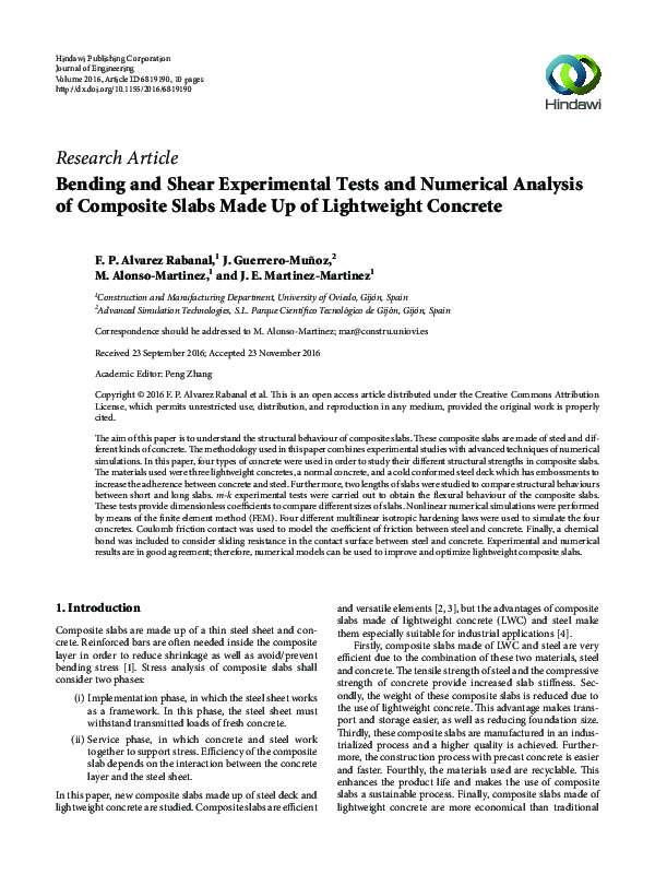 (PDF) Bending and Shear Experimental Tests and Numerical Analysis of ...