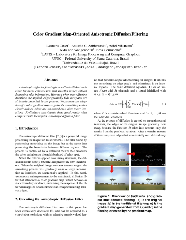 (PDF) Color Gradient Map-Oriented Anisotropic Diffusion Filtering
