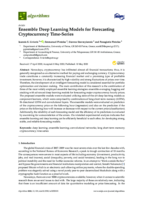 (PDF) Ensemble Deep Learning Models for Forecasting Cryptocurrency Time ...