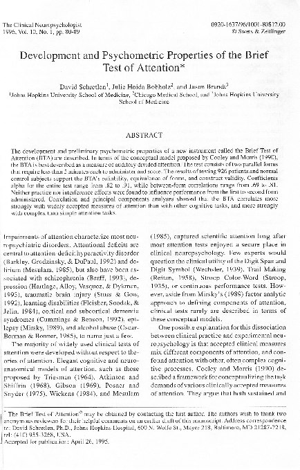 (PDF) Development and psychometric properties of the brief test of ...