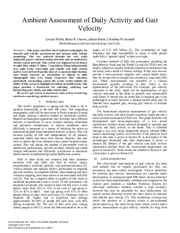 (PDF) Ambient Assessment of Daily Activity and Gait Velocity