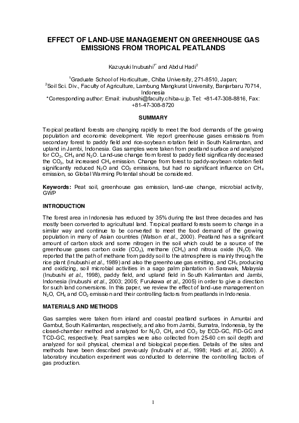 (PDF) Effect of land-use management on greenhouse gas emissions from ...
