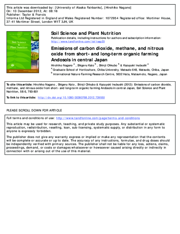 (PDF) Emissions of carbon dioxide, methane, and nitrous oxide from ...