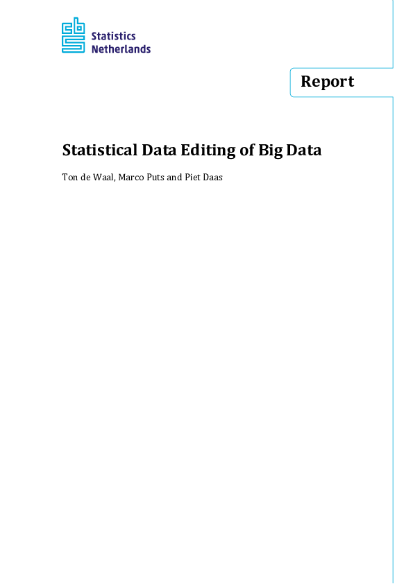 (PDF) Statistical Data Editing of Big Data