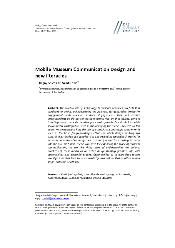 (PDF) Mobile Museum Communication Design and New Literacies