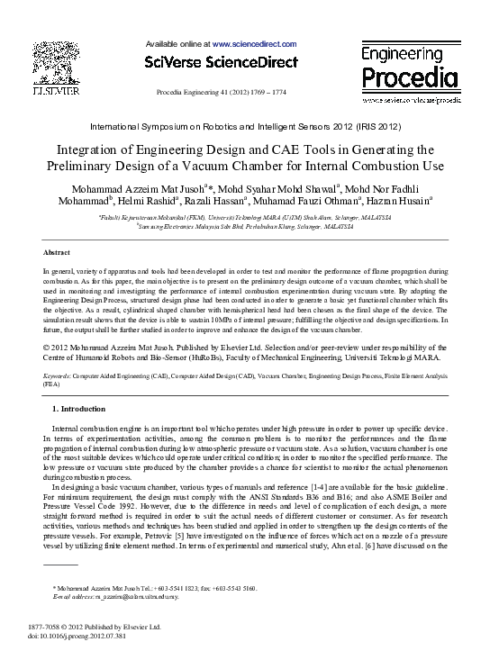 (PDF) Integration of Engineering Design and CAE Tools in Generating the ...
