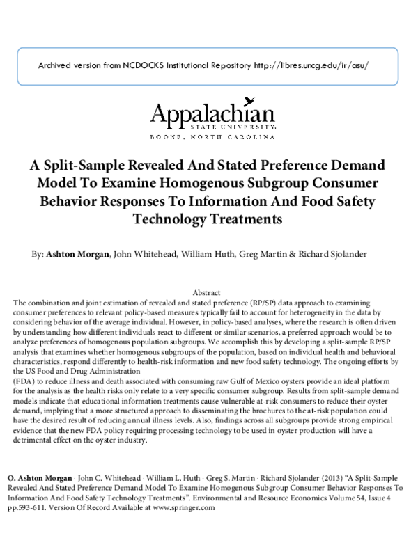(PDF) A Split-Sample Revealed and Stated Preference Demand Model to ...