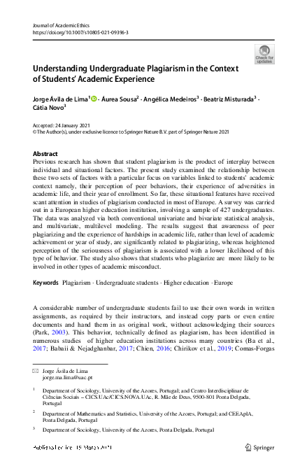 (PDF) Understanding Undergraduate Plagiarism in the Context of Students ...