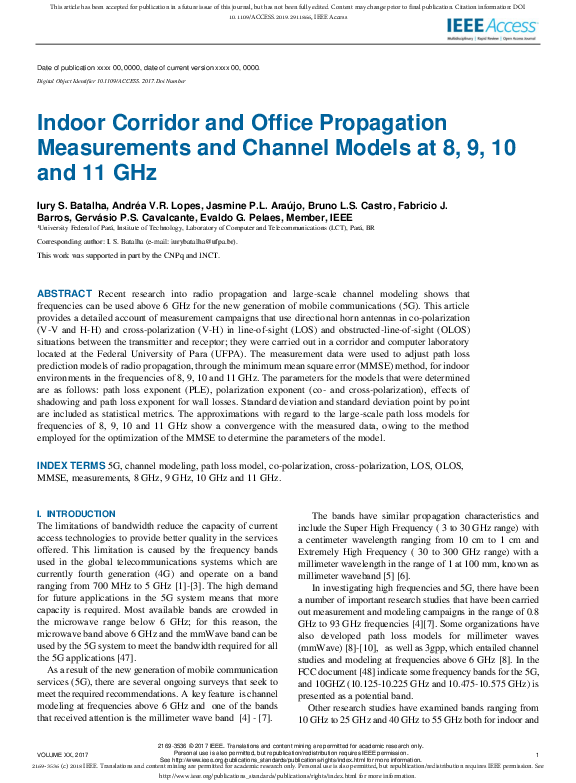 (PDF) Indoor Corridor and Office Propagation Measurements and Channel ...