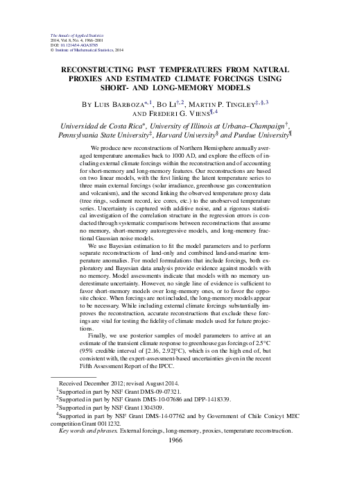 (PDF) Reconstructing past temperatures from natural proxies and ...