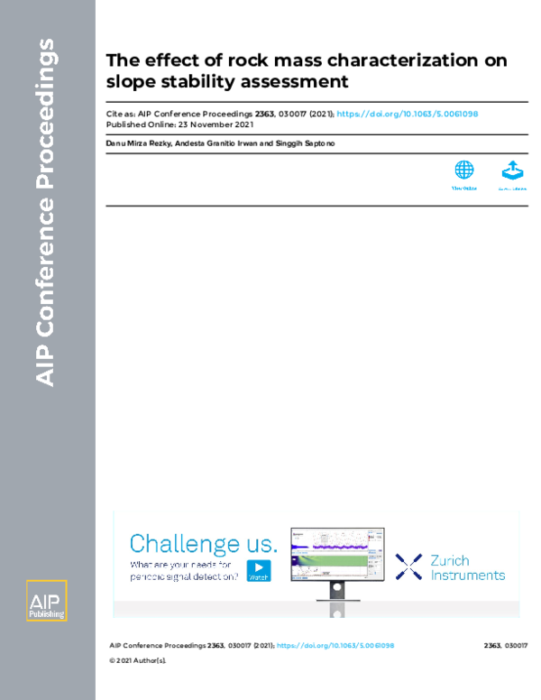 (PDF) The Effect of Rock Mass Characterization on Slope Stability ...
