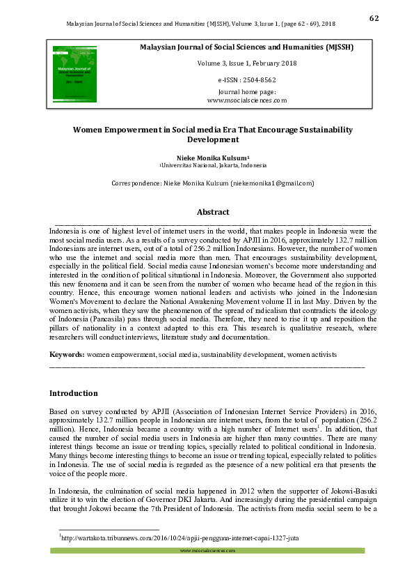 (PDF) Women Empowerment in Social media Era That Encourage ...