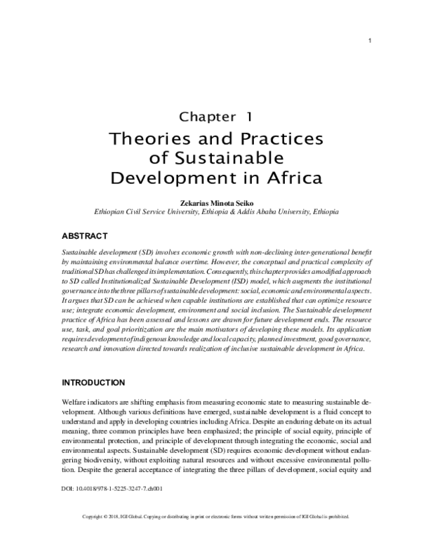 (PDF) Theories and Practices of Sustainable Development in Africa