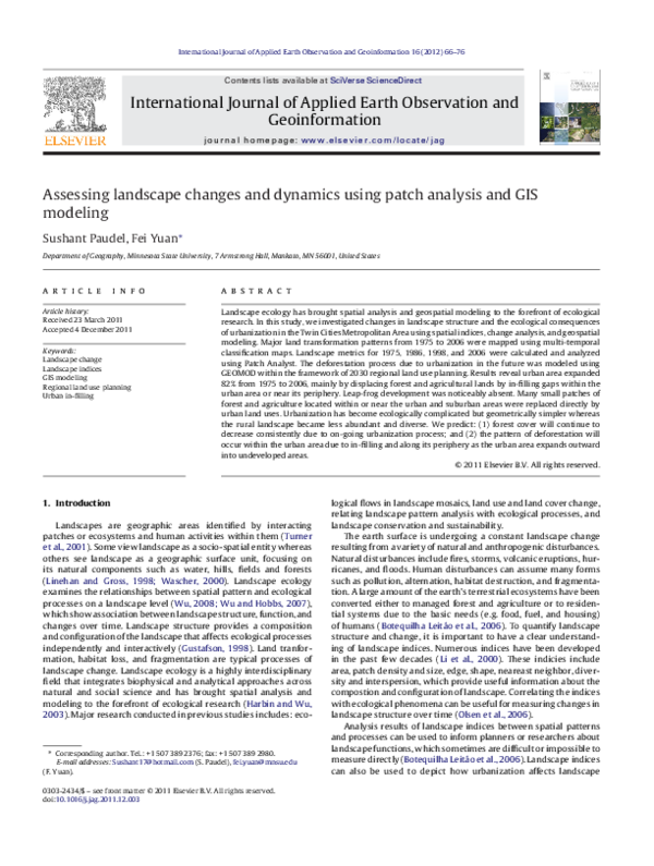 (PDF) Assessing landscape changes and dynamics using patch analysis and ...