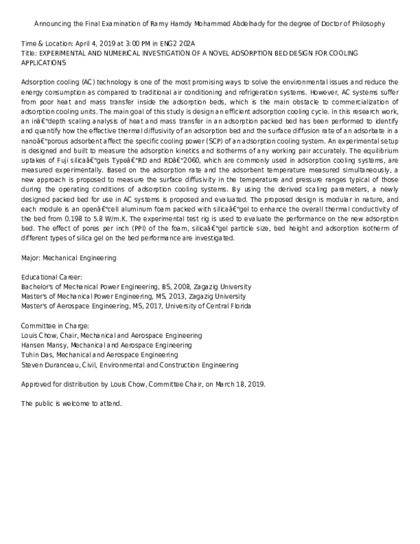 (PDF) Experimental and Numerical Investigation of a Novel Adsorption ...