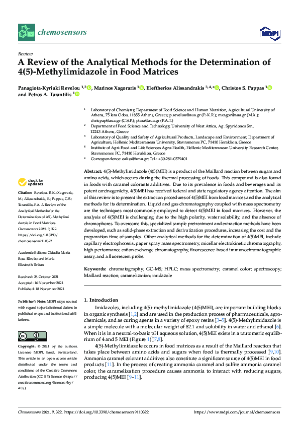 (PDF) A Review of the Analytical Methods for the Determination of 4(5 ...