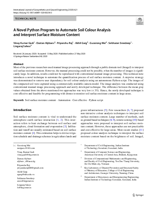 (PDF) A Novel Python Program to Automate Soil Colour Analysis and ...