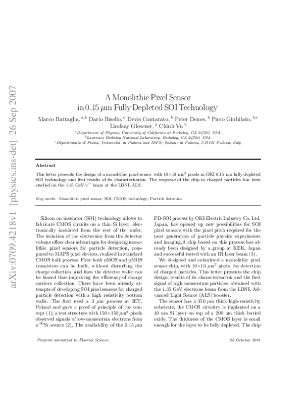 (PDF) A monolithic pixel sensor in fully depleted SOI technology
