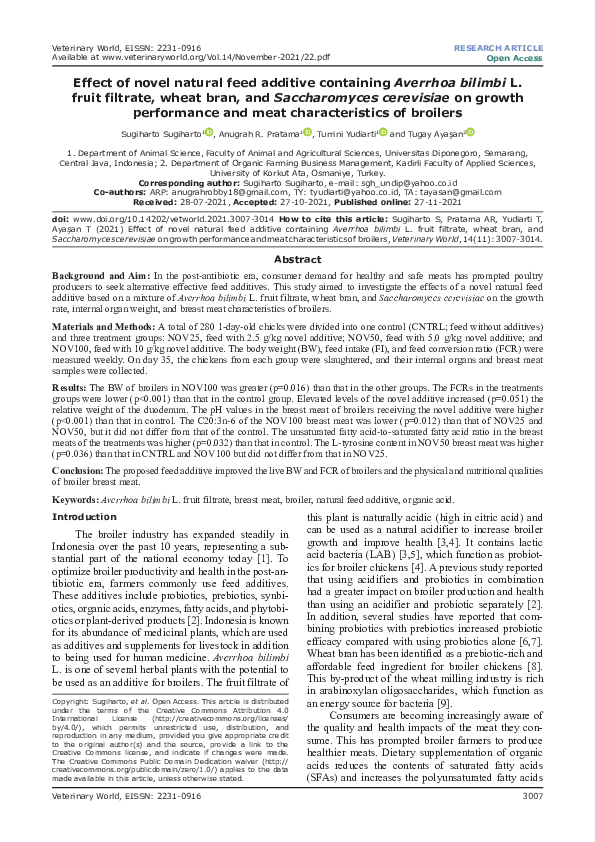 (PDF) Effect of novel natural feed additive containing Averrhoa bilimbi ...