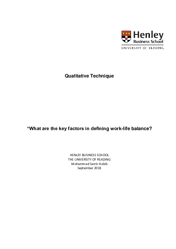 (PDF) The key factors in defining work-life balance