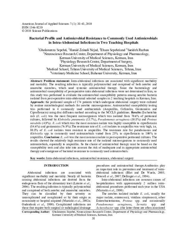 (PDF) Bacterial Profile and Antimicrobial Resistance to Commonly Used ...