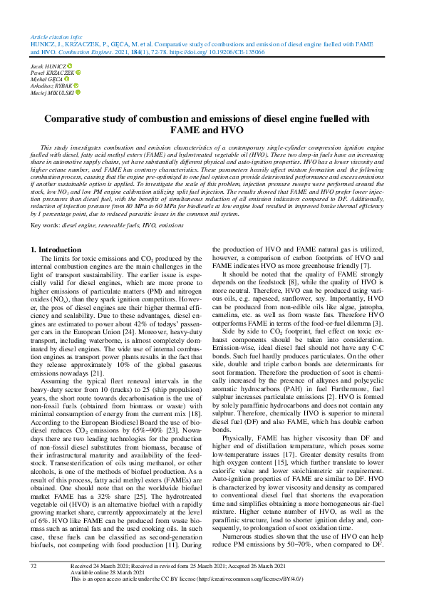(PDF) Comparative study of combustion and emissions of diesel engine ...