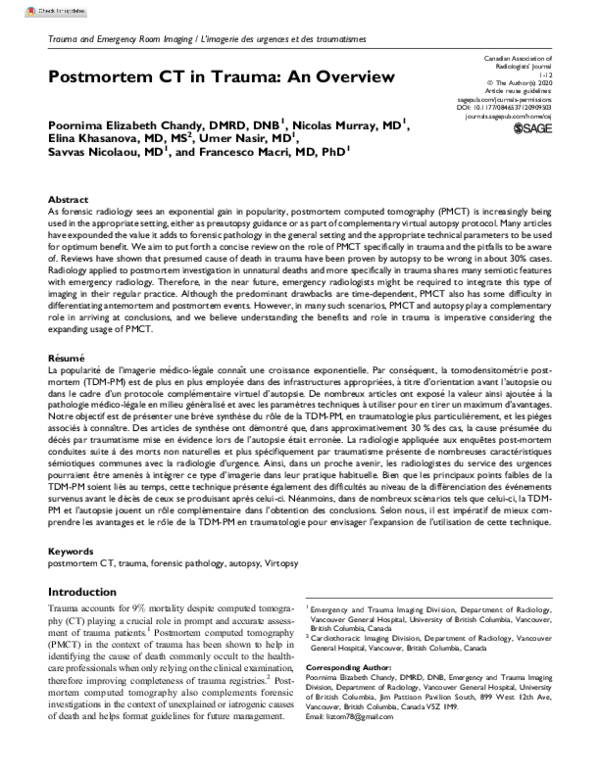 (PDF) Postmortem CT in Trauma: An Overview