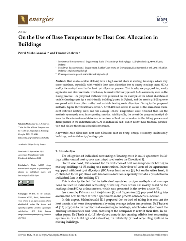 (PDF) On the Use of Base Temperature by Heat Cost Allocation in Buildings