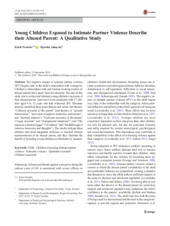 (PDF) Young Children Exposed to Intimate Partner Violence Describe ...