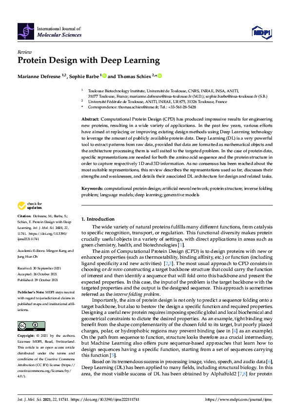 (PDF) Protein Design with Deep Learning