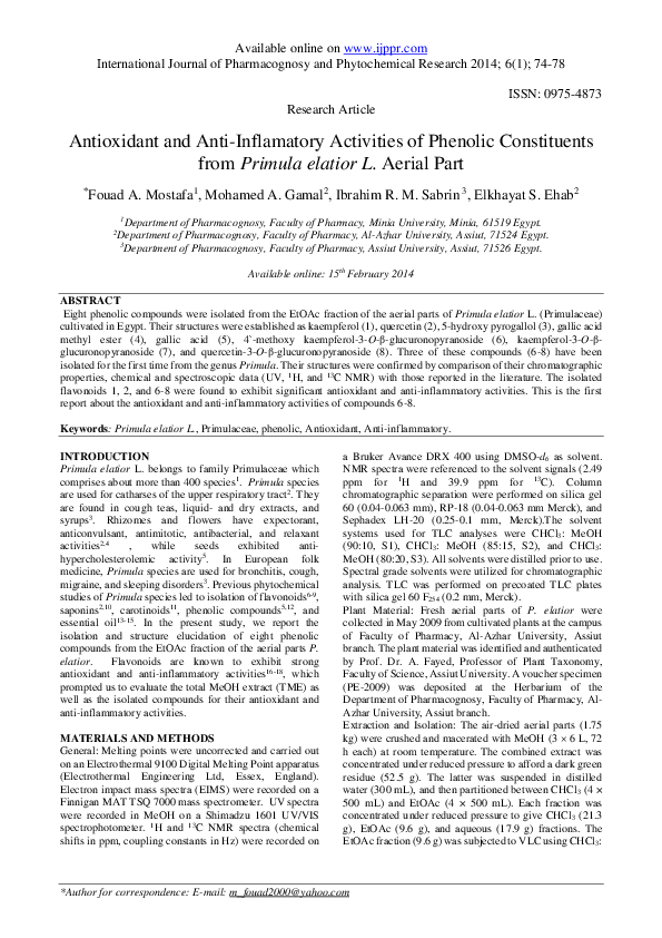 (PDF) Antioxidant and Anti-Inflamatory Activities of Phenolic ...