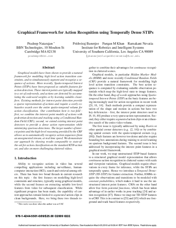 (PDF) Graphical framework for action recognition using temporally dense ...