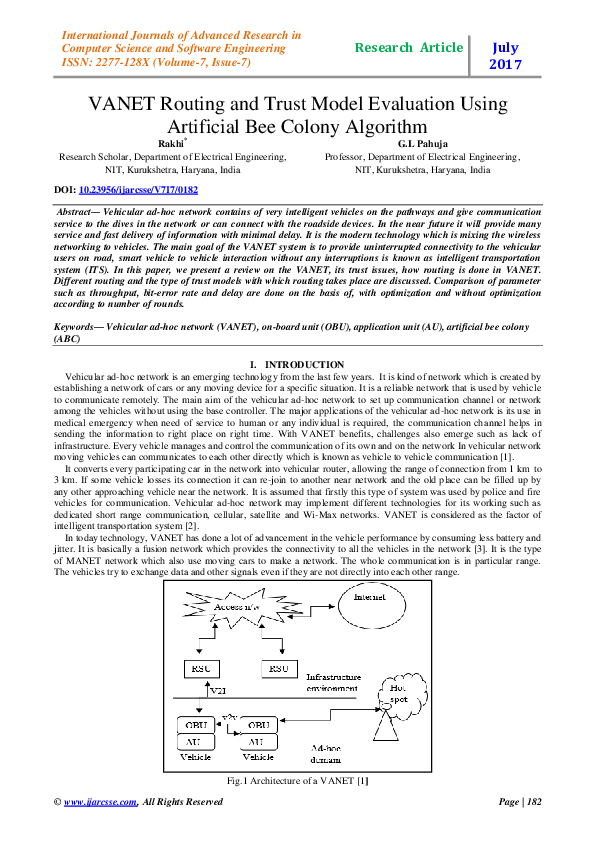 (PDF) VANET Routing and Trust Model Evaluation Using Artificial Bee ...