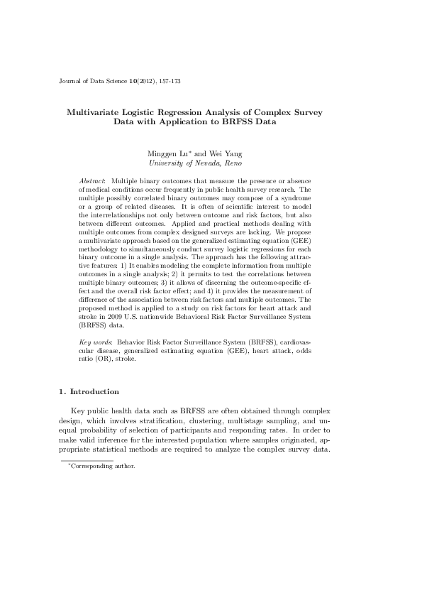 (PDF) Multivariate Logistic Regression Analysis of Complex Survey Data ...