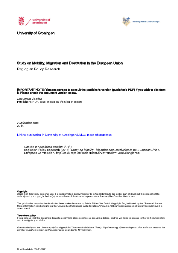 (PDF) Study on Mobility, Migration and Destitution in the European ...