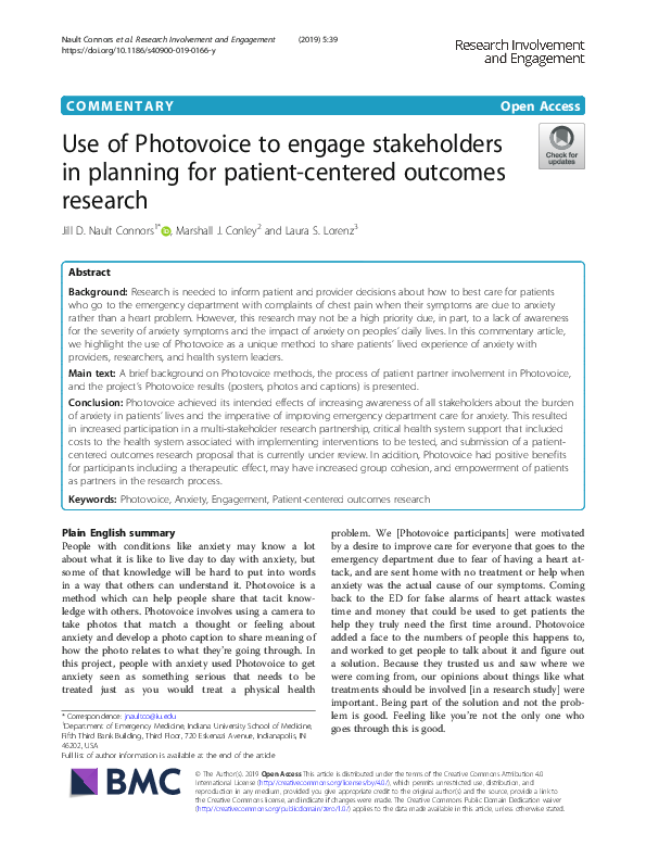 (PDF) Use of Photovoice to engage stakeholders in planning for patient ...