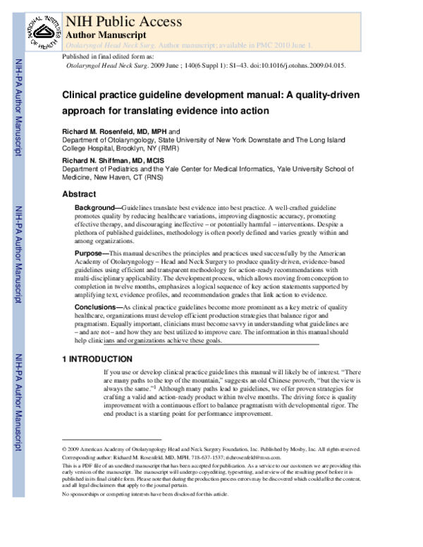 (PDF) Clinical practice guideline development manual: a quality-driven ...