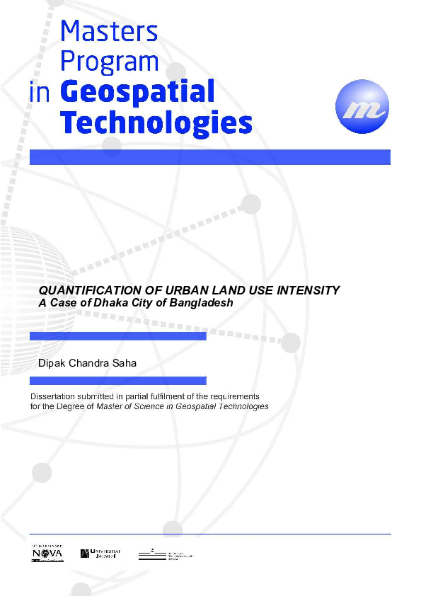 Free PDF Download Quantification Of Urban Land Use Intensity A Case 